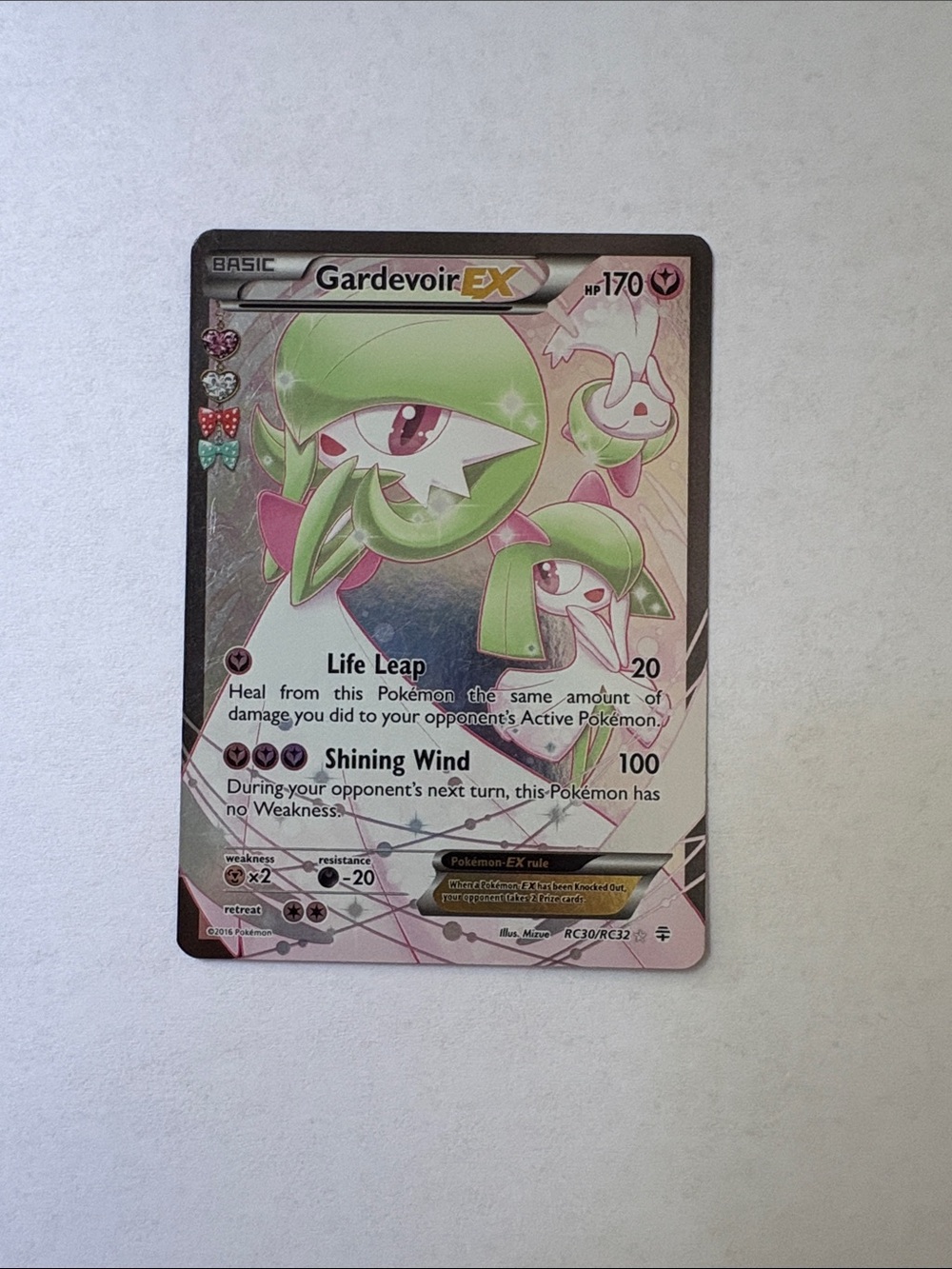 Pokemon Gardevoir EX Green Pink Holo Trading Card